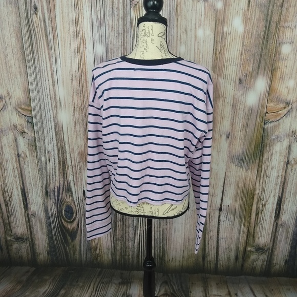 Code Mode Purple Stripe Cropped Long Sleeve Top - Picture 3 of 9
